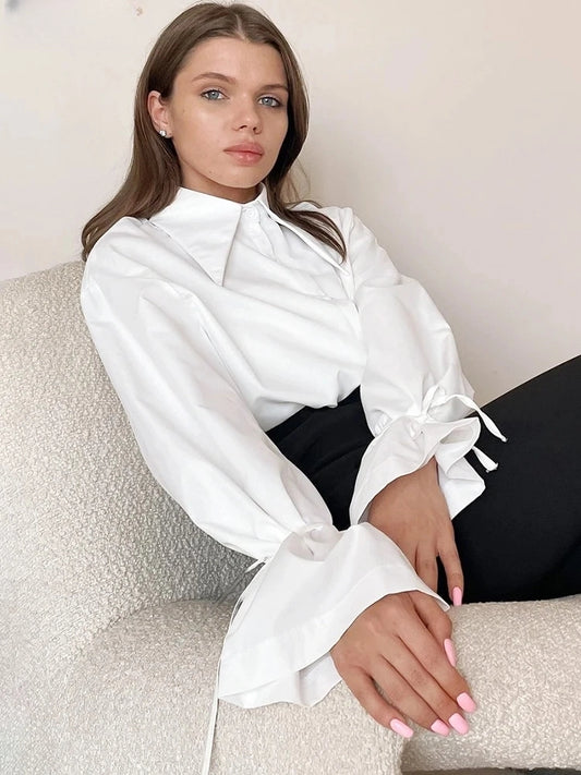 Lace-Up White Blouse